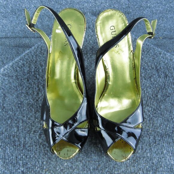 GUESS WGRenny Women Slingback Heel Shoes Size‎ 8.5 Medium Black Synthetic - Picture 3 of 9